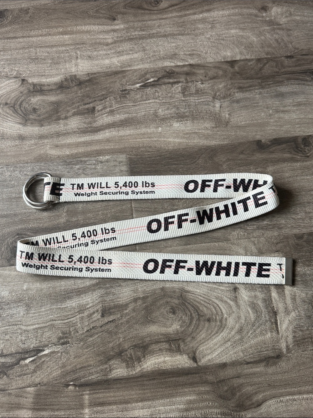 Fabric White and Black Industrial Webbing Belt with D-Ring